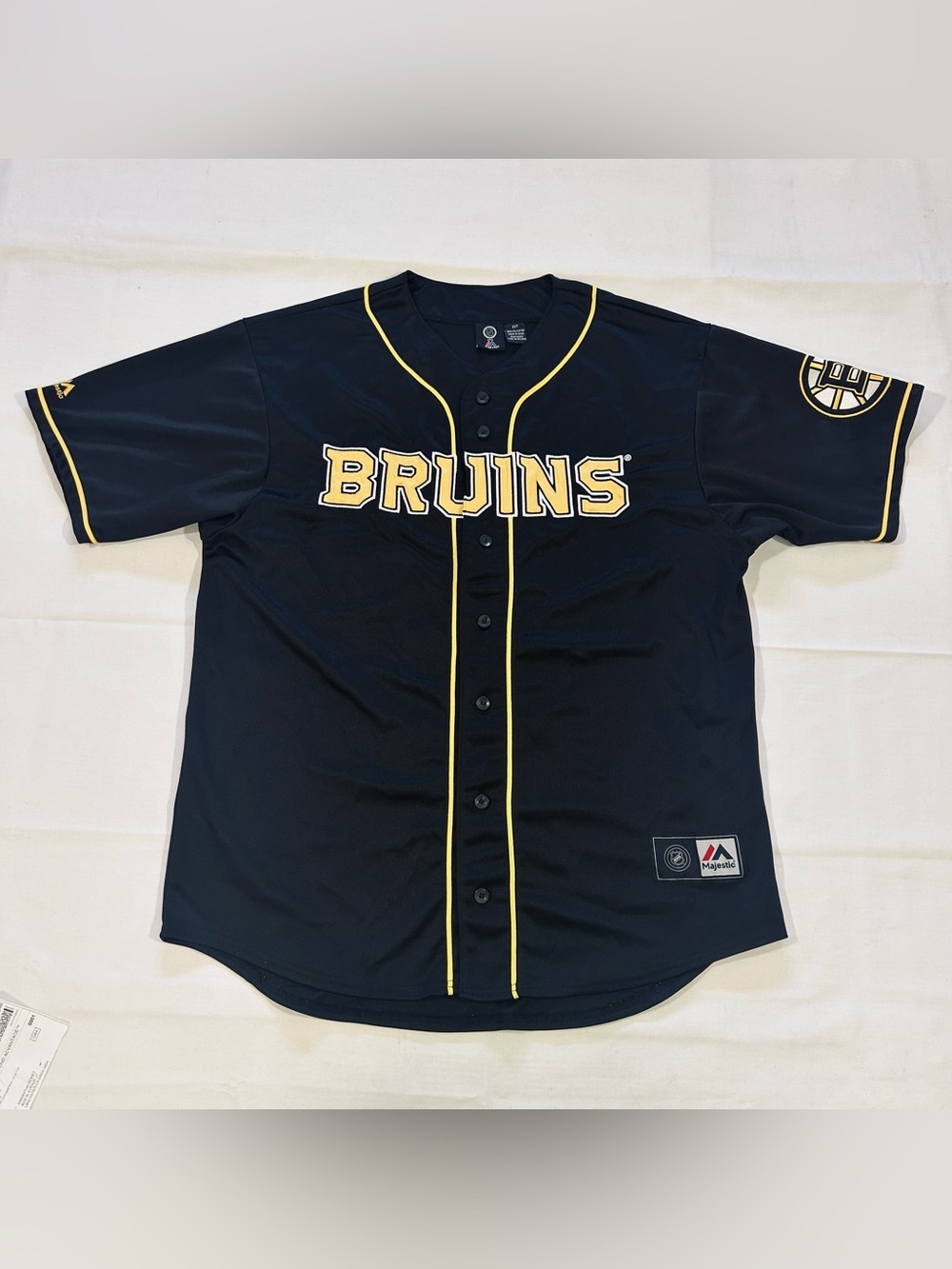 Authentic Majestic Men’s 2XT NHL Boston Bruins Embroidered Baseball Jersey Black